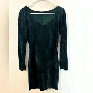 VTG Woman’s Green Crushed Velvet Mini Dress Bodycon Goth Grunge Whimsigoth Sz M